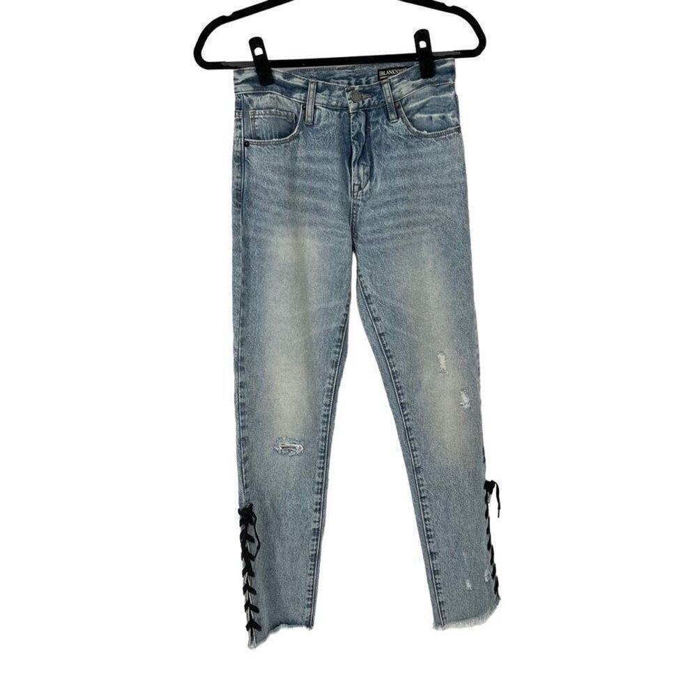 Blank NYC Side Tie Lace Up‎ Raw Hem Jeans